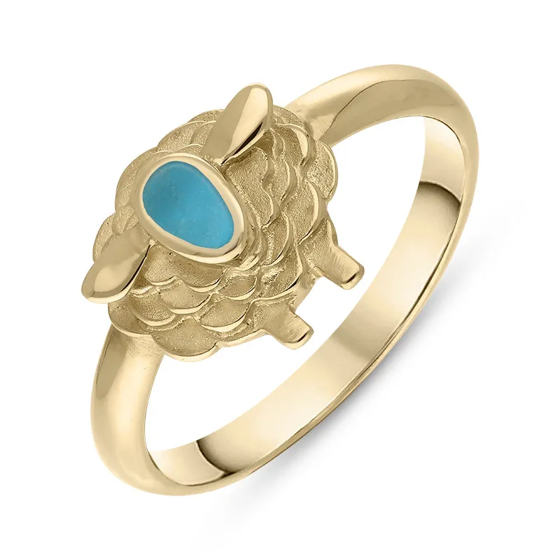 18ct Yellow Gold Turquoise Sheep Ring sold by Jura Watches