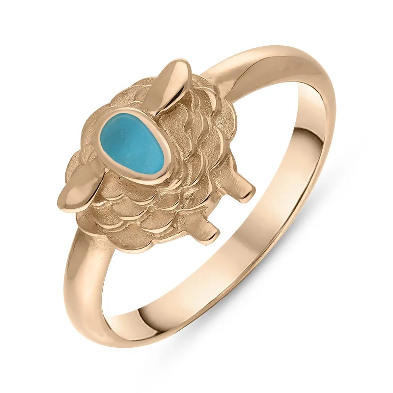 9ct Rose Gold Turquoise Sheep Ring sold by Jura Watches