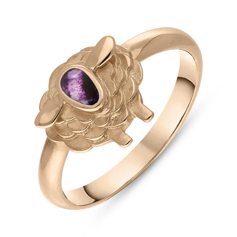 18ct Rose Gold Blue John Sheep Ring sold by Jura Watches