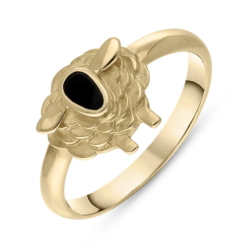 18ct Yellow Gold Whitby Jet Sheep Ring sold by Jura Watches