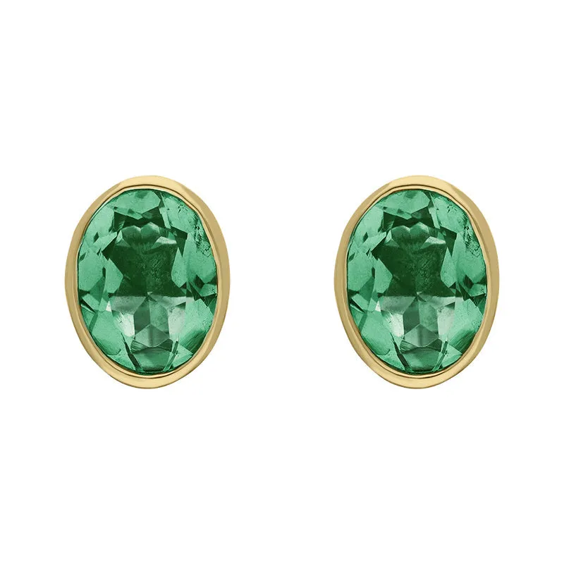 9ct Yellow Gold Sterling Silver Peridot Stepping Stones 6x8mm Oval Stud Earrings sold by Jura Watches