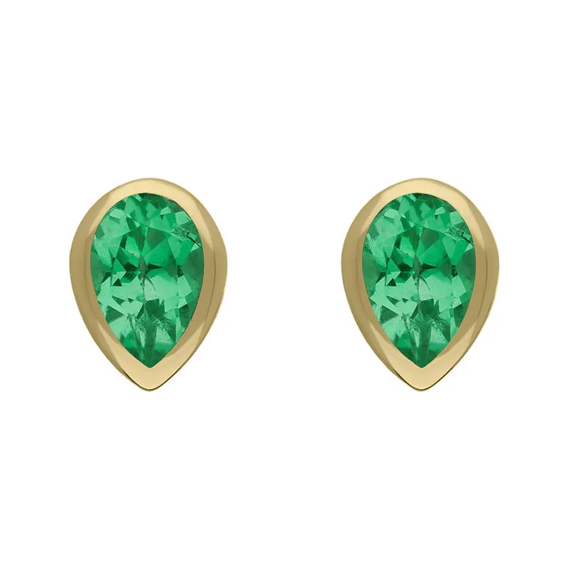 9ct Yellow Gold Sterling Silver Peridot Stepping Stones 5x7mm Pear Stud Earrings sold by Jura Watches