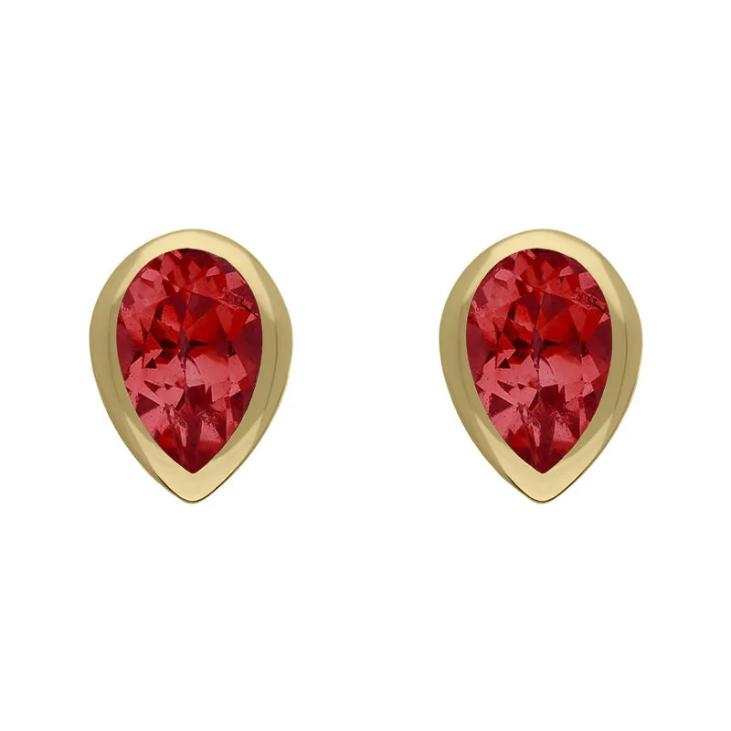 9ct Yellow Gold Sterling Silver Garnet Stepping Stones 5x7mm Pear Stud Earrings sold by Jura Watches