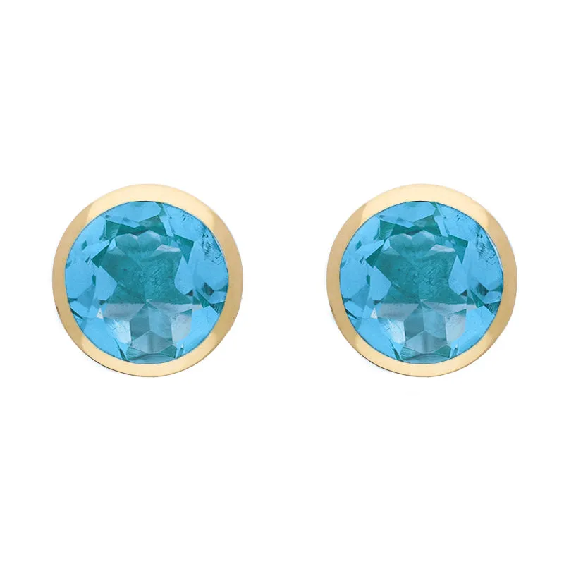 9ct Yellow Gold Sterling Silver Topaz Stepping Stones Round Stud Earrings sold by Jura Watches