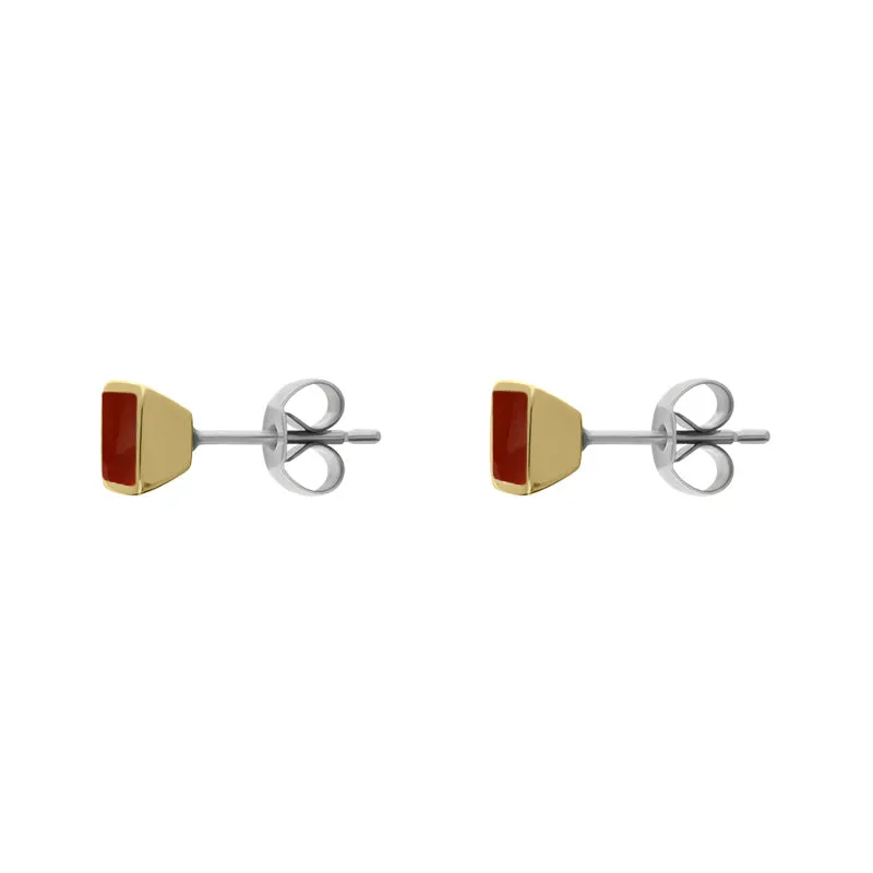 9ct Yellow Gold Sterling Silver Carnelian Stepping Stones Square Stud Earrings sold by Jura Watches product image thumbnail 2