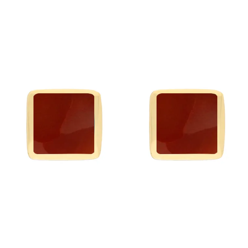9ct Yellow Gold Sterling Silver Carnelian Stepping Stones Square Stud Earrings sold by Jura Watches