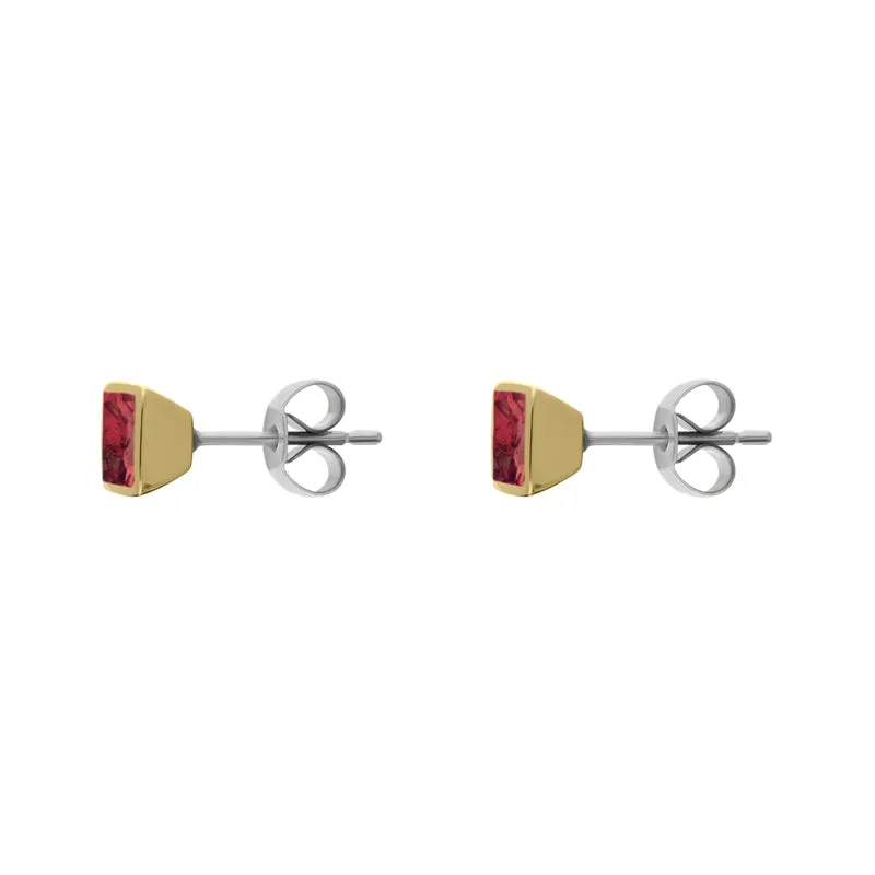 9ct Yellow Gold Sterling Silver Garnet Stepping Stones Square Stud Earrings sold by Jura Watches product image thumbnail 2