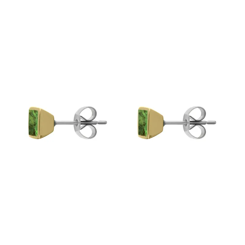 9ct Yellow Gold Sterling Silver Peridot Stepping Stones Square Stud Earrings sold by Jura Watches product image thumbnail 2