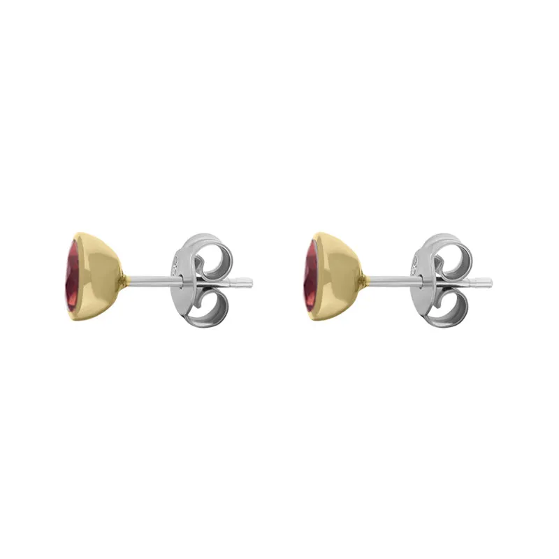 9ct Yellow Gold Sterling Silver Garnet Stepping Stones Round Stud Earrings sold by Jura Watches product image thumbnail 2