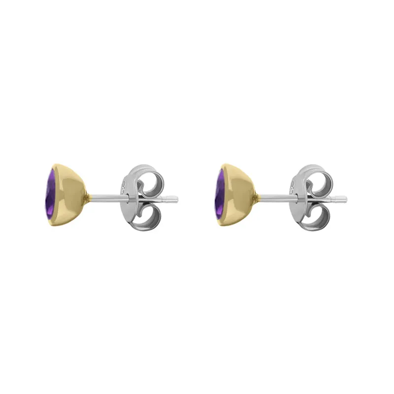 9ct Yellow Gold Sterling Silver Amethyst Stepping Stones Round Stud Earrings sold by Jura Watches product image thumbnail 2