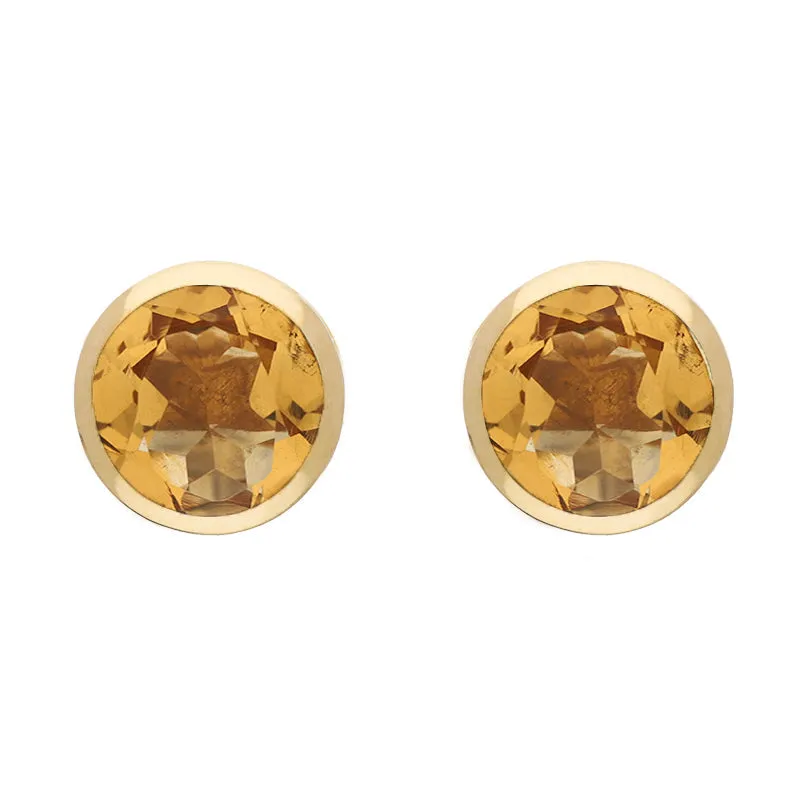 9ct Yellow Gold Sterling Silver Citrine Stepping Stones Round Stud Earrings sold by Jura Watches