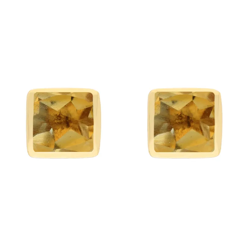 9ct Yellow Gold Sterling Silver Citrine Stepping Stones Square Stud Earrings sold by Jura Watches