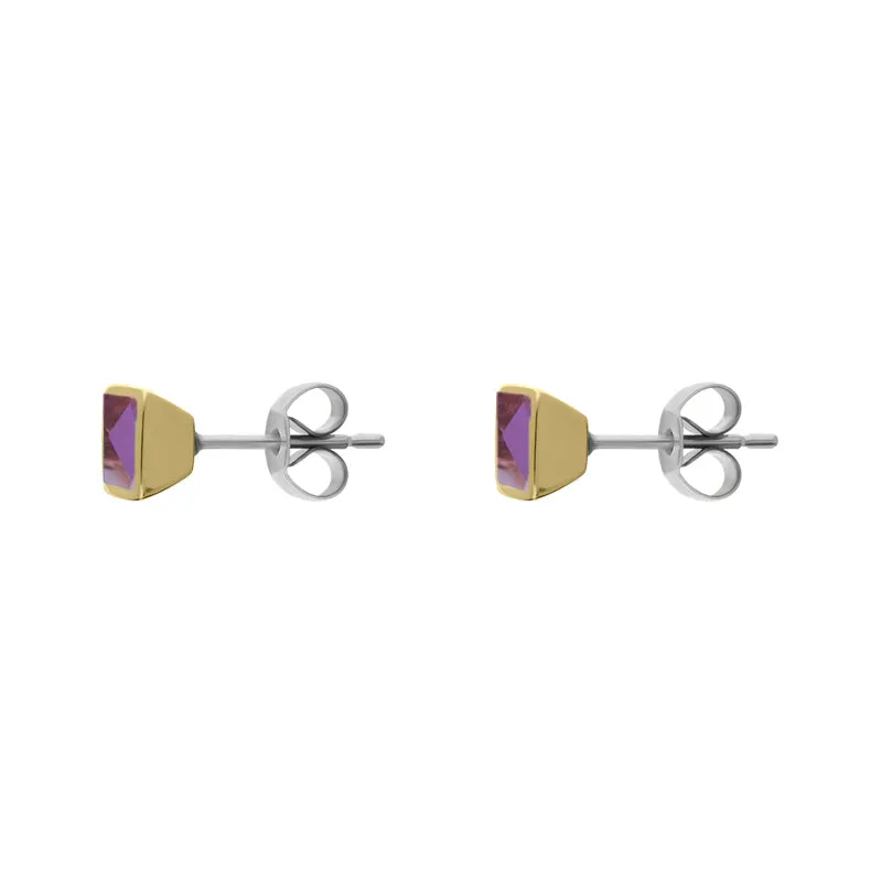 9ct Yellow Gold Sterling Silver Amethyst Stepping Stones Square Stud Earrings sold by Jura Watches product image thumbnail 2