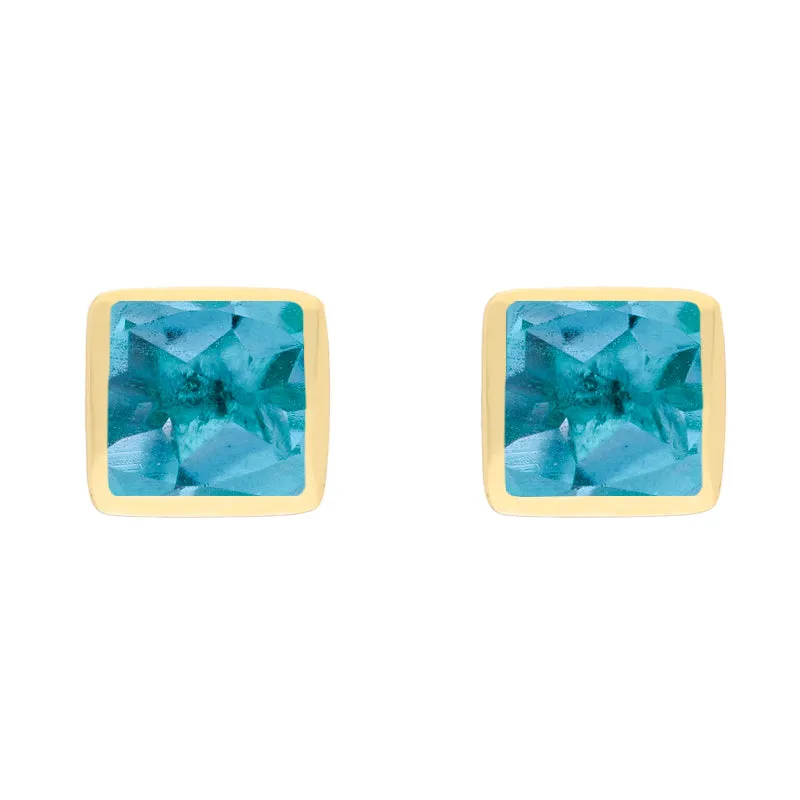 9ct Yellow Gold Sterling Silver Topaz Stepping Stones Square Stud Earrings sold by Jura Watches