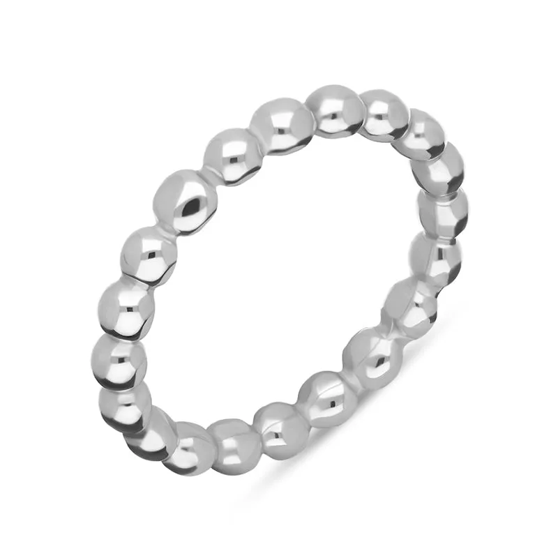 18ct White Gold Stepping Stones Beaded Stacking Ring sold by Jura Watches