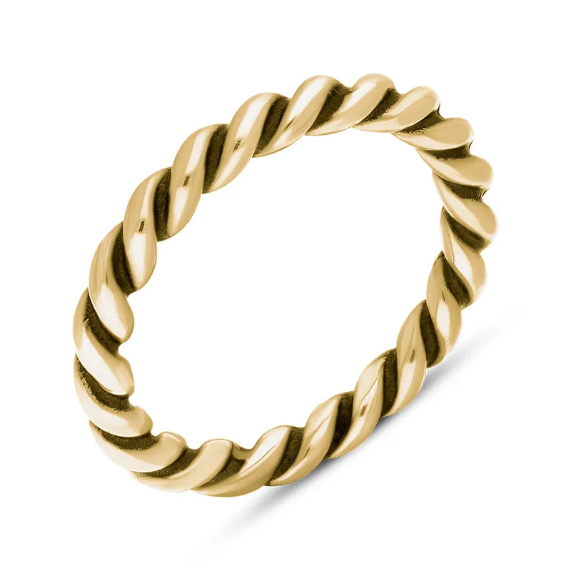 18ct Yellow Gold Stepping Stones Twisted Rope Stacking Ring sold by Jura Watches