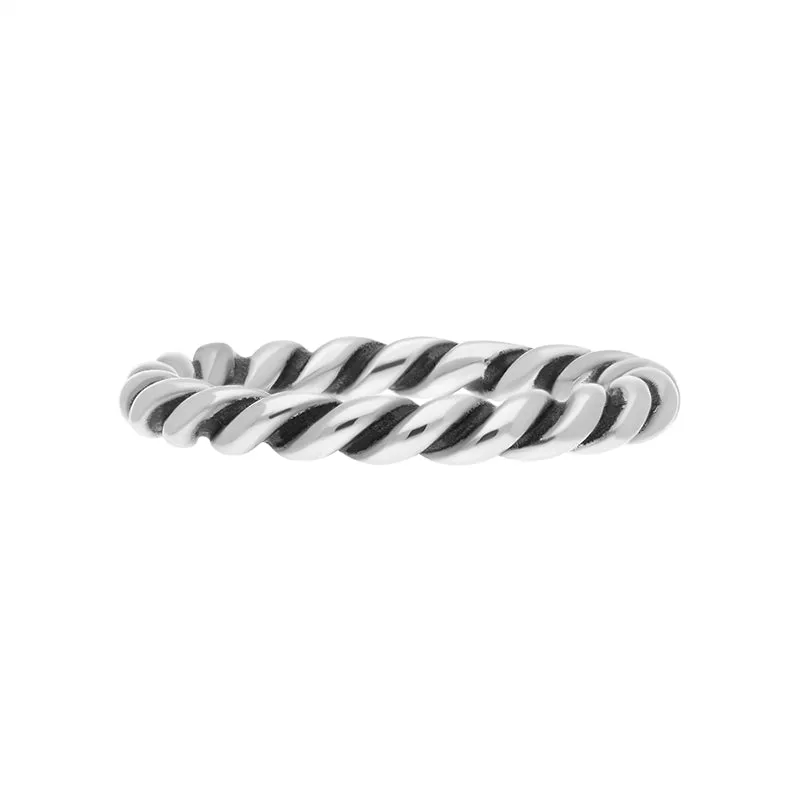 9ct White Gold Stepping Stones Twisted Rope Stacking Ring sold by Jura Watches product image thumbnail 3