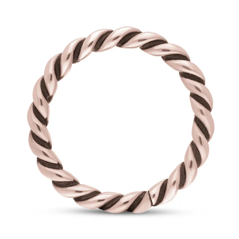 18ct Rose Gold Stepping Stones Twisted Rope Stacking Ring sold by Jura Watches product image thumbnail 2