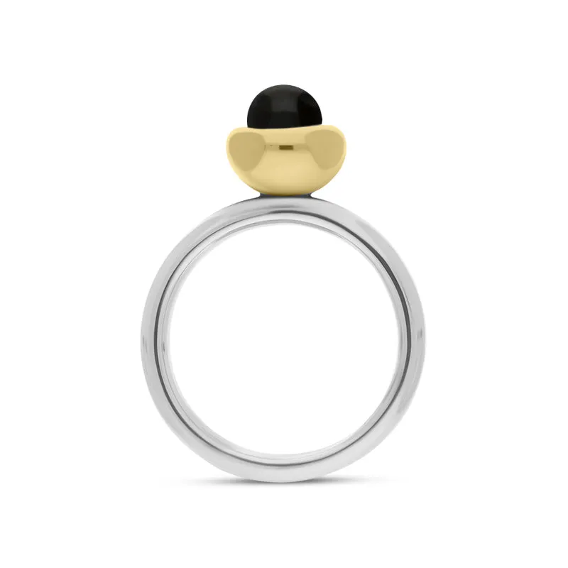 9ct Yellow Gold Whitby Jet Stepping Stones Bead Cup Stacking Ring sold by Jura Watches product image thumbnail 2