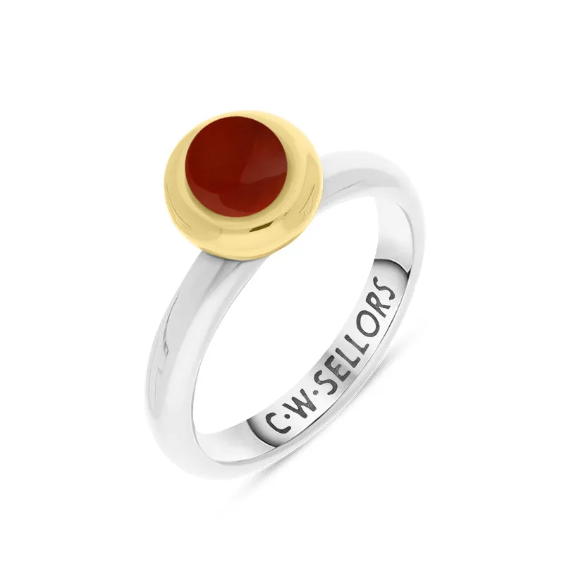 9ct Yellow Gold Carnelian Stepping Stones Bead Cup Stacking Ring sold by Jura Watches