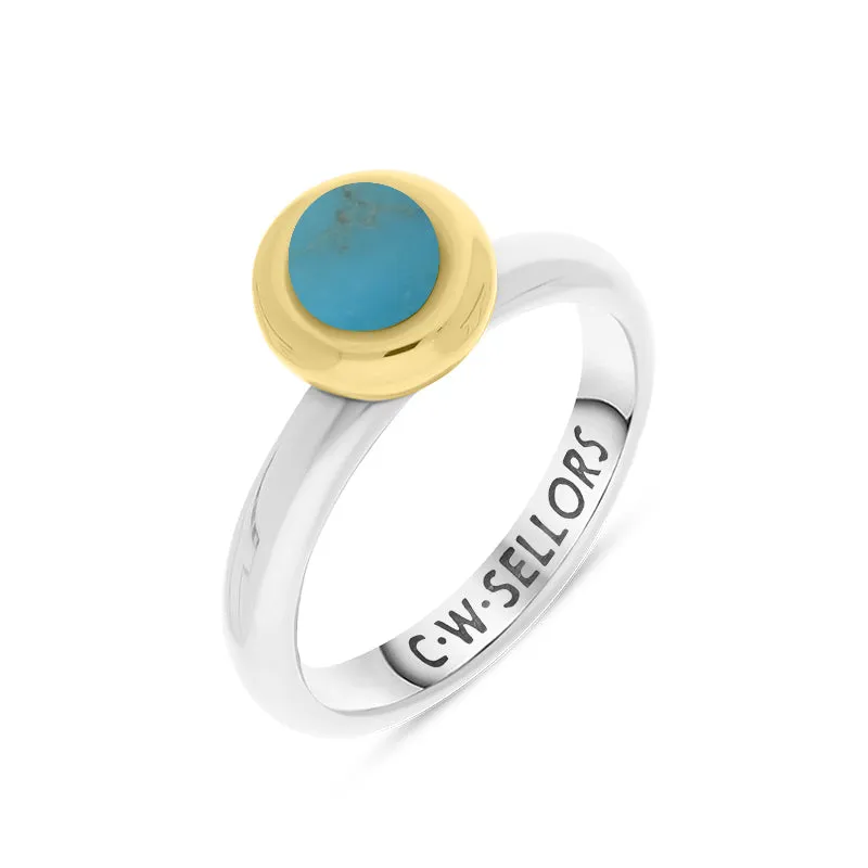 9ct Yellow Gold Turquoise Stepping Stones Bead Cup Stacking Ring sold by Jura Watches