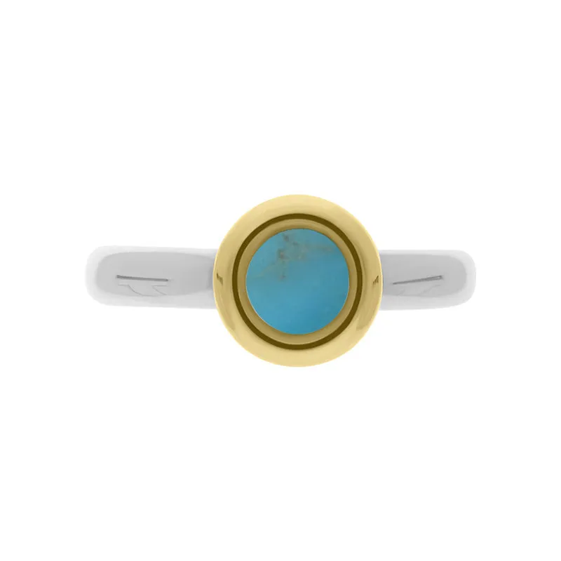 9ct Yellow Gold Turquoise Stepping Stones Bead Cup Stacking Ring sold by Jura Watches product image thumbnail 2