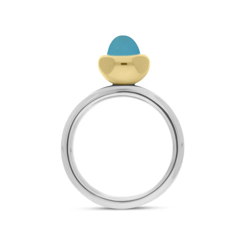 9ct Yellow Gold Turquoise Stepping Stones Bead Cup Stacking Ring sold by Jura Watches product image thumbnail 3