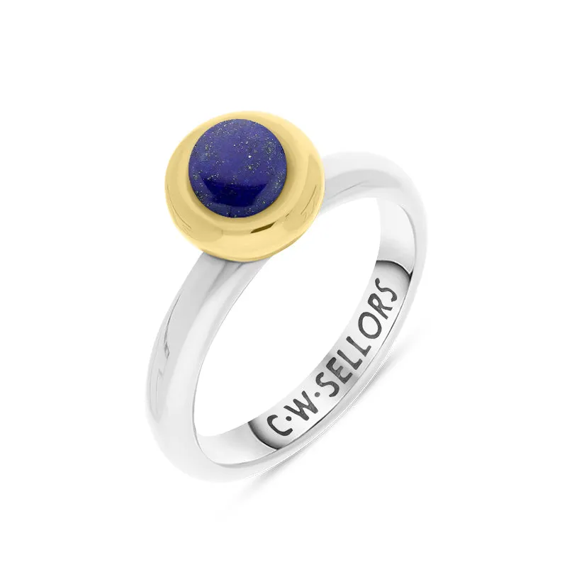9ct Yellow Gold Lapis Lazuli Stepping Stones Bead Cup Stacking Ring sold by Jura Watches