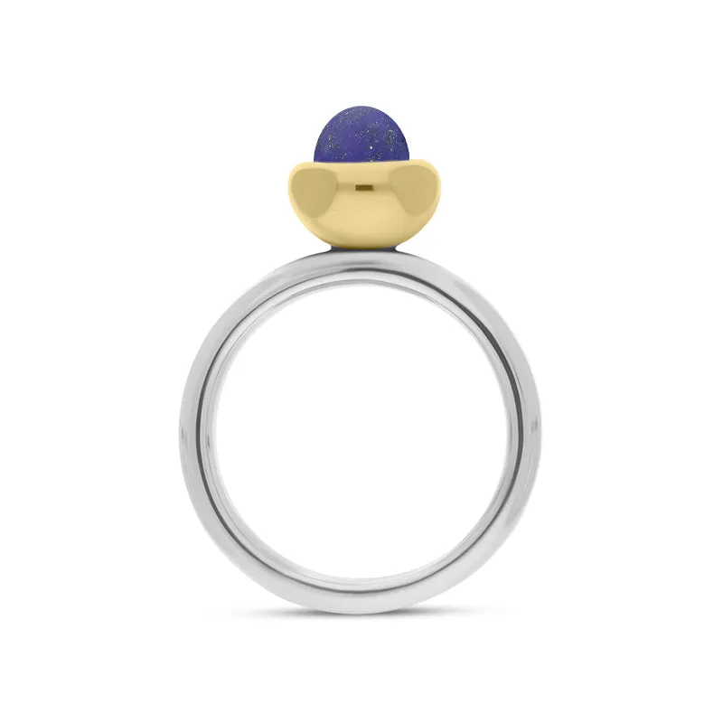 9ct Yellow Gold Lapis Lazuli Stepping Stones Bead Cup Stacking Ring sold by Jura Watches product image thumbnail 2