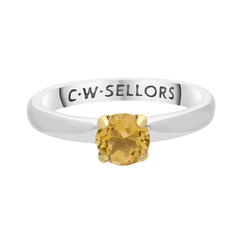 9ct Yellow Gold Sterling Silver Citrine Stepping Stones 5mm Round Claw Set Ring sold by Jura Watches product image thumbnail 3
