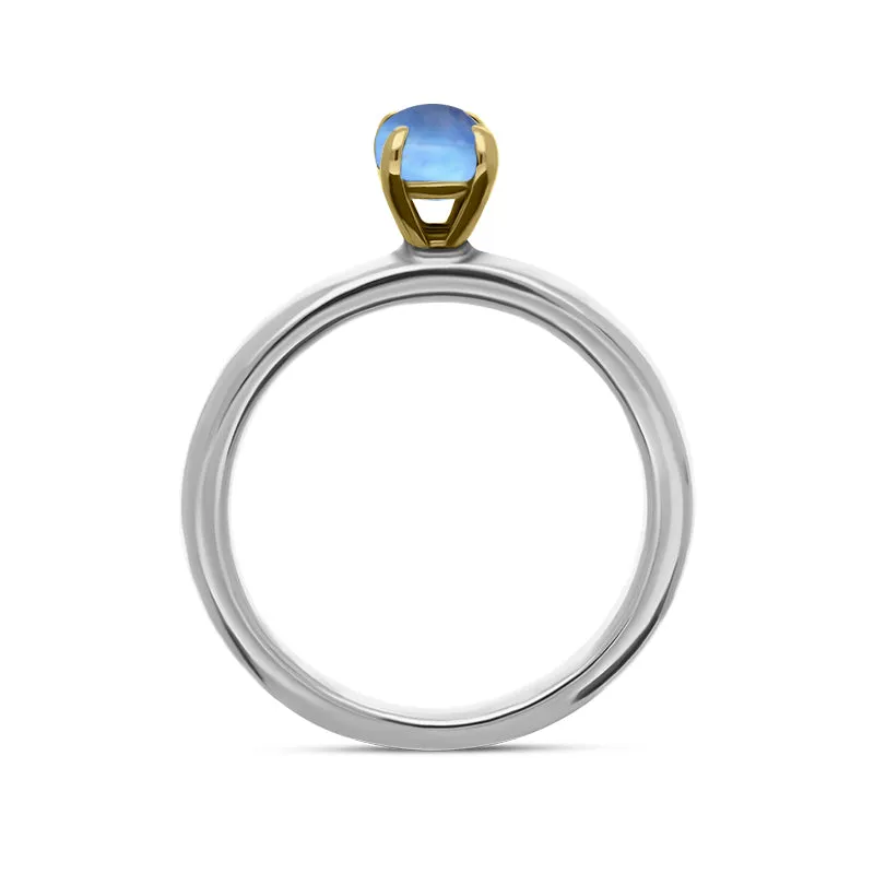 9ct Yellow Gold Sterling Silver Moonstone Stepping Stones 5mm Round Claw Set Ring sold by Jura Watches product image thumbnail 3