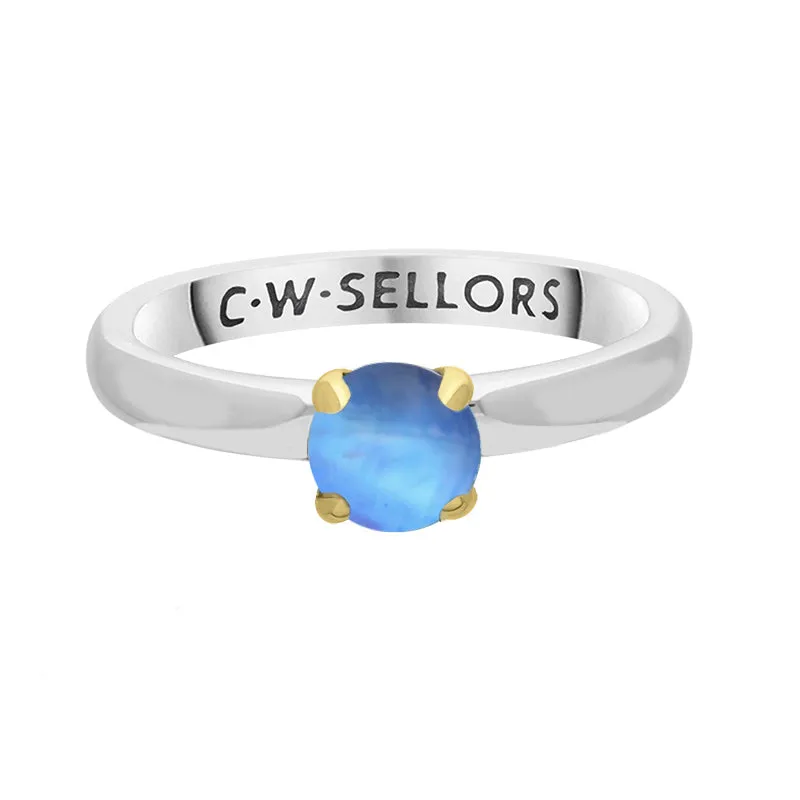 9ct Yellow Gold Sterling Silver Moonstone Stepping Stones 5mm Round Claw Set Ring sold by Jura Watches product image thumbnail 2