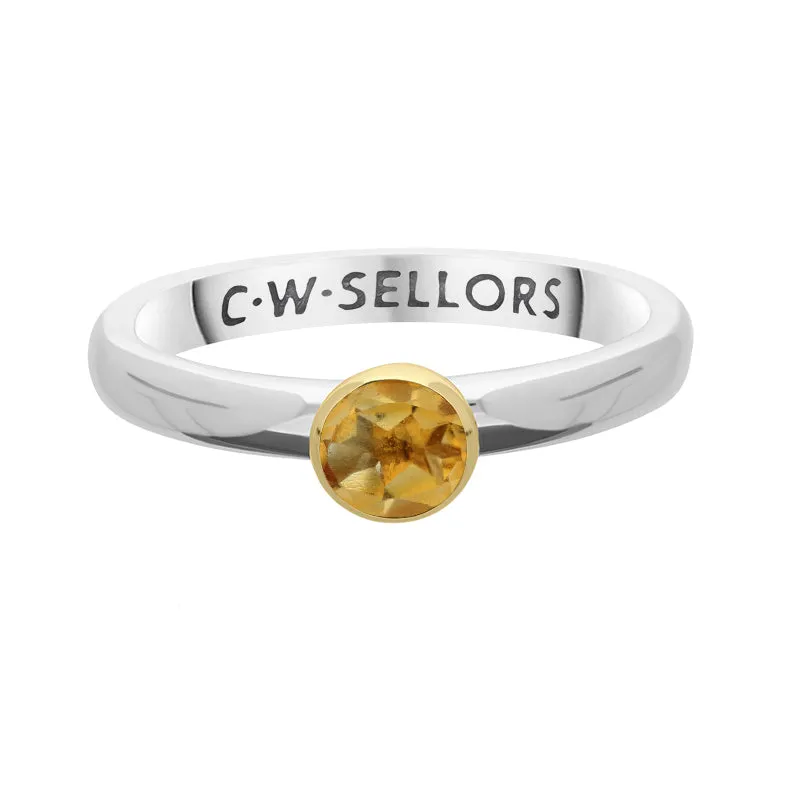 9ct Yellow Gold Sterling Silver Citrine Stepping Stones 5mm Round Bezel Set Ring sold by Jura Watches product image thumbnail 3