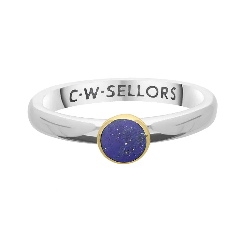 9ct Yellow Gold Sterling Silver Lapis Lazuli Stepping Stones 5mm Round Bezel Set Ring sold by Jura Watches product image thumbnail 3