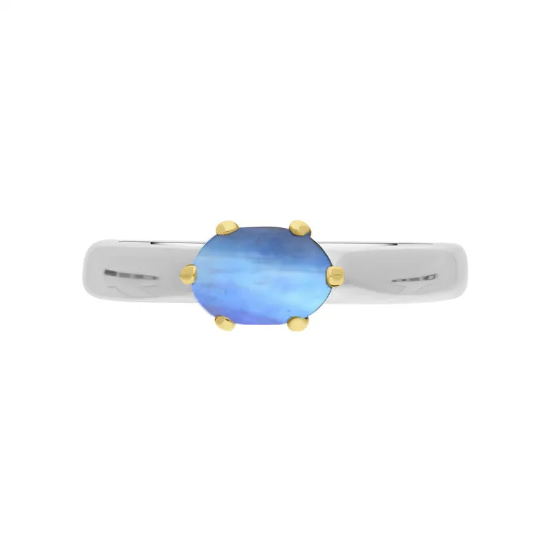 9ct Yellow Gold Sterling Silver Moonstone Stepping Stones 4x7mm Oval Claw Set Ring sold by Jura Watches product image thumbnail 3