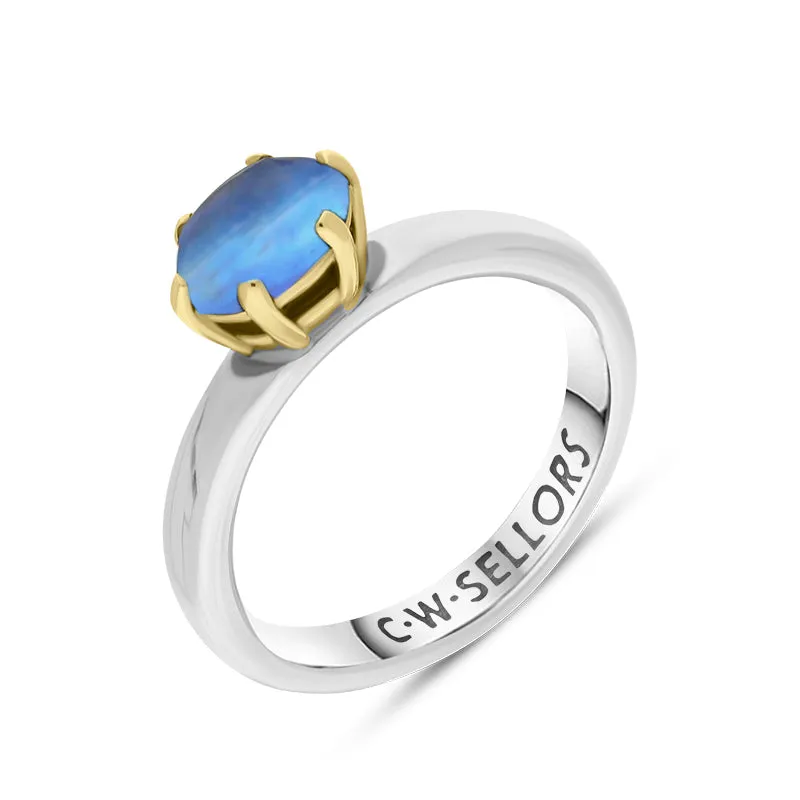 9ct Yellow Gold Sterling Silver Moonstone Stepping Stones 4x7mm Oval Claw Set Ring sold by Jura Watches