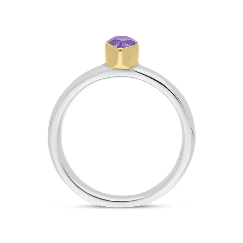 9ct Yellow Gold Sterling Silver Amethyst Stepping Stones 5x7mm Pear Cut Bezel Set Ring sold by Jura Watches product image thumbnail 3