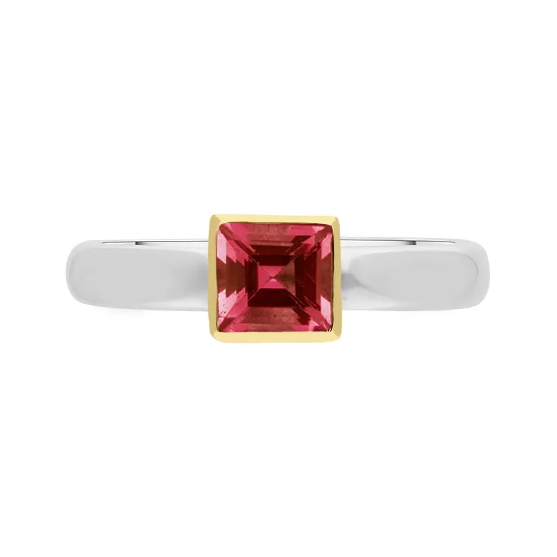 9ct Yellow Gold Sterling Silver Garnet Stepping Stones 5mm Square Bezel Set Ring sold by Jura Watches product image thumbnail 2