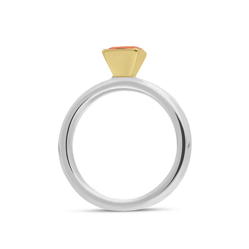 9ct Yellow Gold Sterling Silver Garnet Stepping Stones 5mm Square Bezel Set Ring sold by Jura Watches product image thumbnail 3