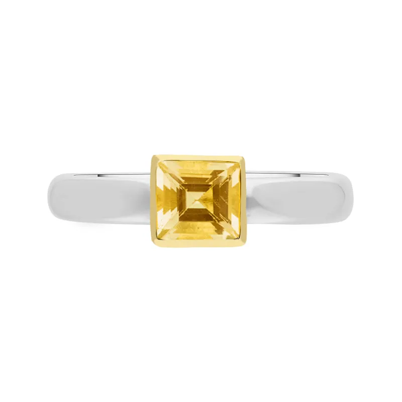 9ct Yellow Gold Sterling Silver Citrine Stepping Stones 5mm Square Bezel Set Ring sold by Jura Watches product image thumbnail 2