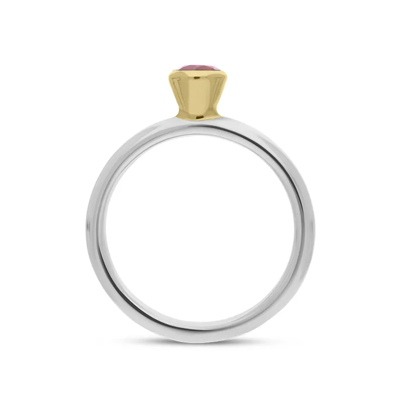 9ct Yellow Gold Sterling Silver Garnet Stepping Stones 5mm Round Bezel Set Ring sold by Jura Watches product image thumbnail 3