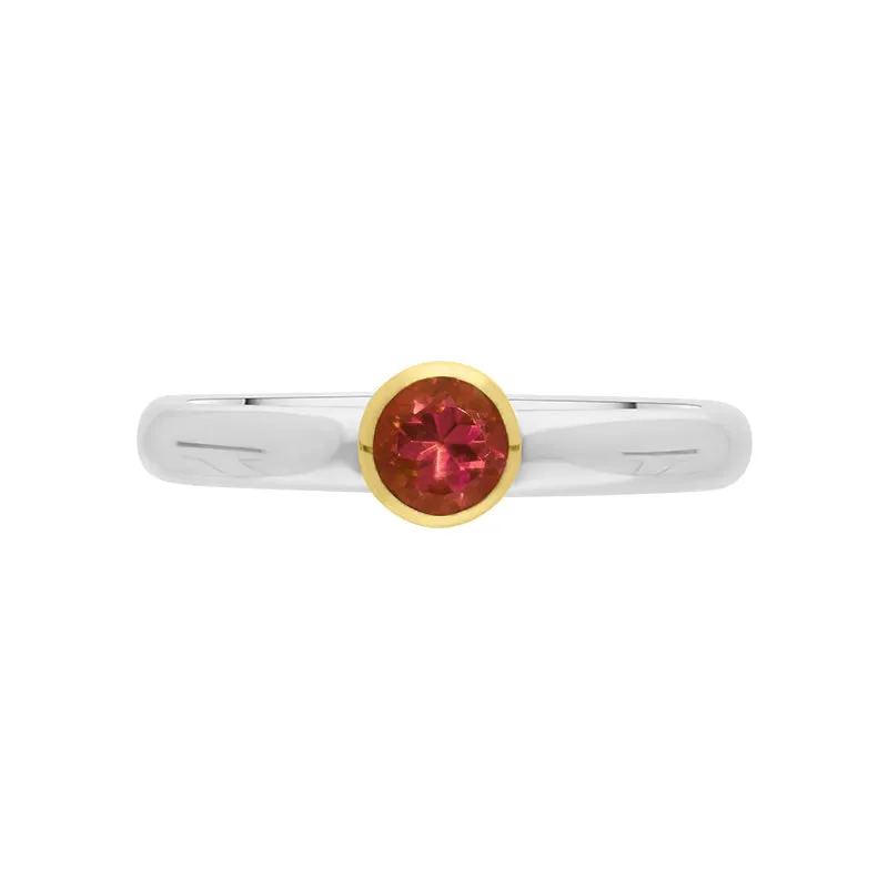9ct Yellow Gold Sterling Silver Garnet Stepping Stones 5mm Round Bezel Set Ring sold by Jura Watches product image thumbnail 2
