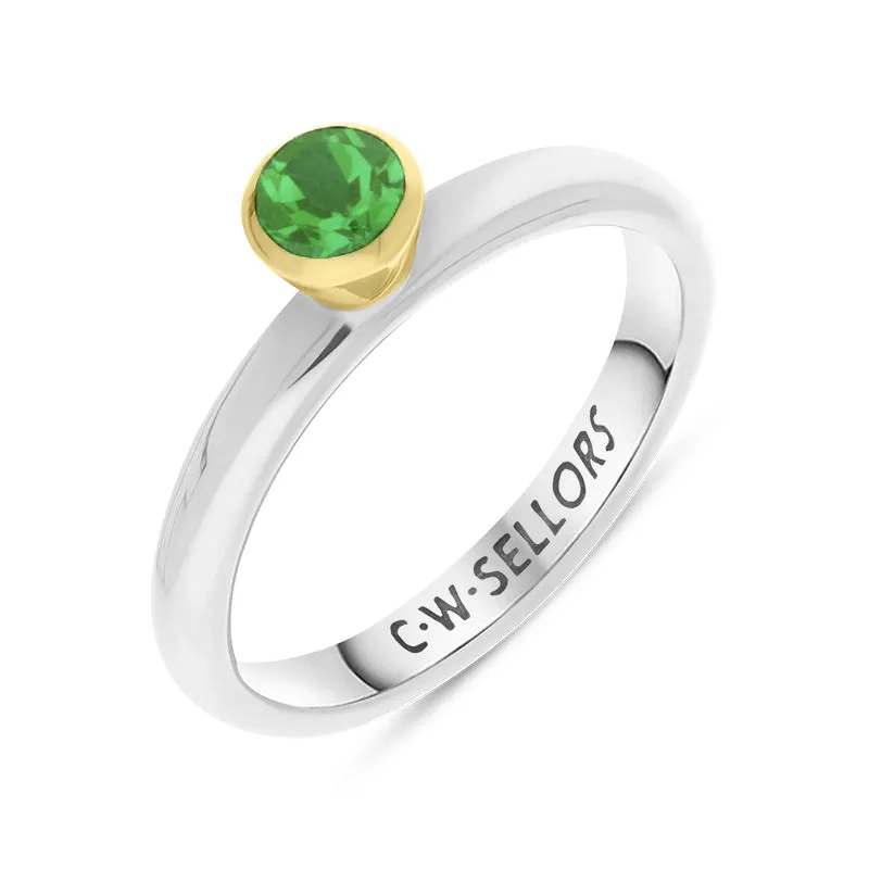 9ct Yellow Gold Sterling Silver Peridot Stepping Stones 5mm Round Bezel Set Ring sold by Jura Watches