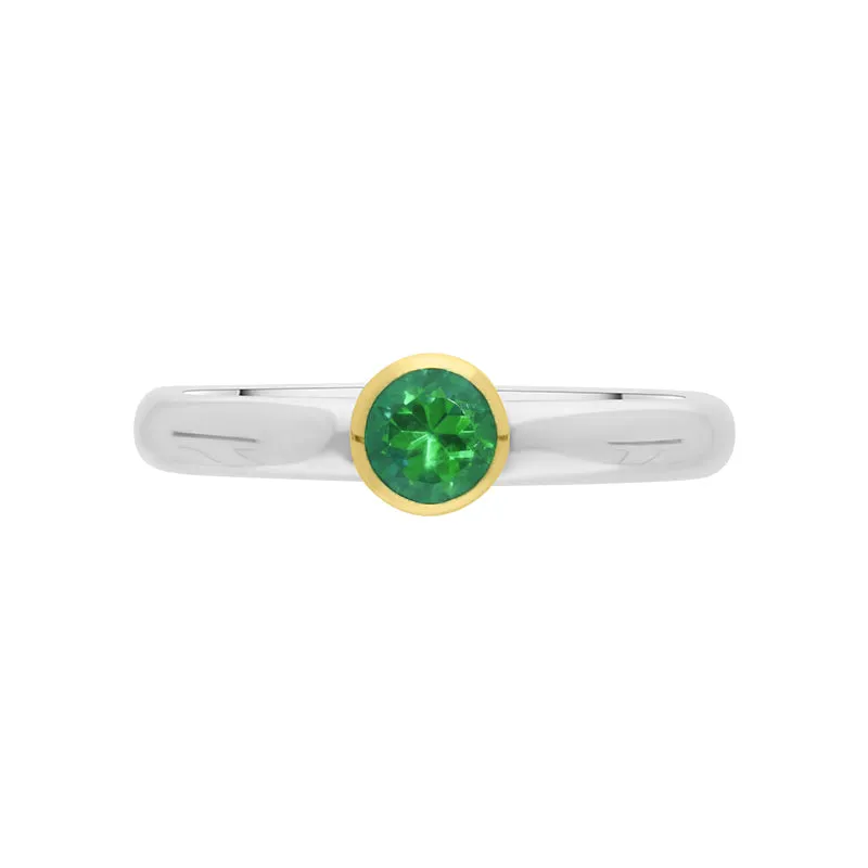 9ct Yellow Gold Sterling Silver Peridot Stepping Stones 5mm Round Bezel Set Ring sold by Jura Watches product image thumbnail 2