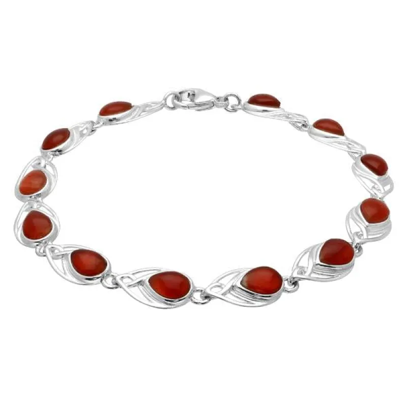 Sterling Silver Carnelian Celtic Pear Shaped Bracelet sold by Jura Watches