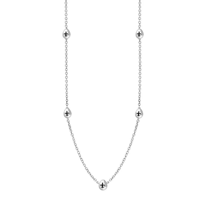 Sterling Silver Whitby Jet Fleur De Lis Link Disc Chain Necklace sold by Jura Watches
