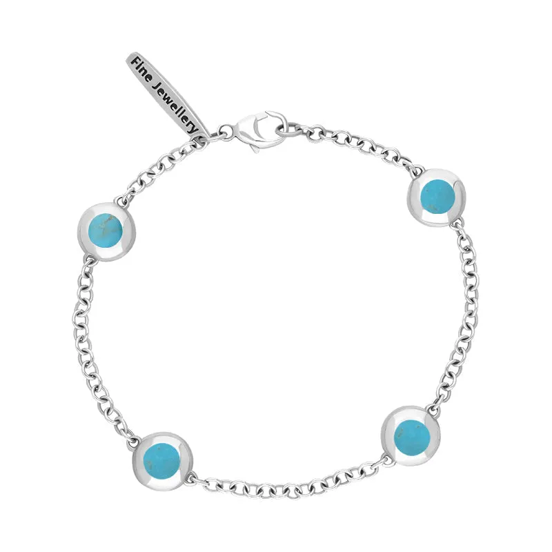 Sterling Silver Turquoise Oval Heart Detail Four Stone Bracelet sold by Jura Watches product image thumbnail 2