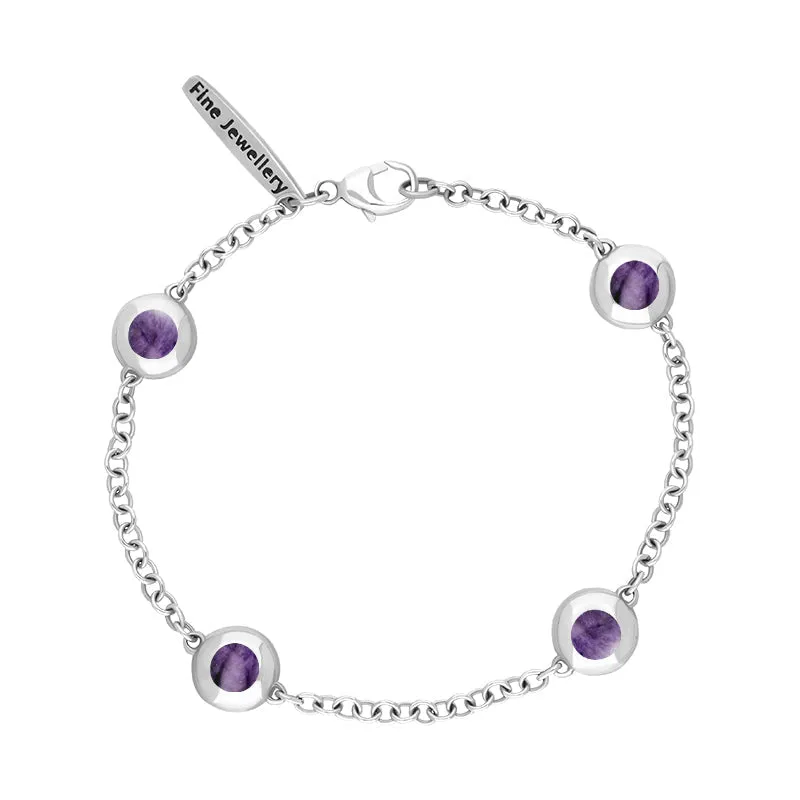 Sterling Silver Blue John Oval Star Detail Four Stone Bracelet sold by Jura Watches product image thumbnail 2