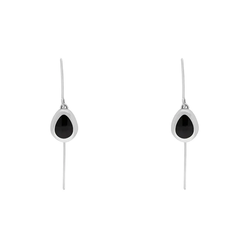 9ct White Gold Whitby Jet Fleur De Lis Disc Drop Earrings sold by Jura Watches product image thumbnail 2