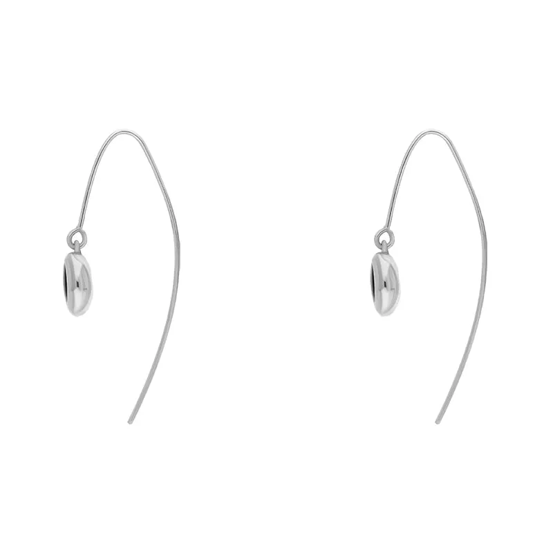 9ct White Gold Whitby Jet Heart Disc Drop Earrings sold by Jura Watches product image thumbnail 3